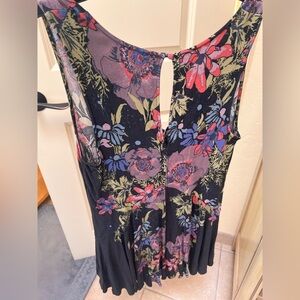 Free People Tunic Dress - Black with Multicolor Floral
